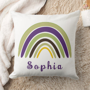 Boho Rainbow mit Personalisiertem Namen in grün Kissen