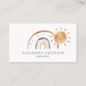 Boho Rainbow mit Sun Watercolor Babysitter Visitenkarte (Vorderseite)