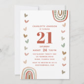 Boho Rainbow Modern 21. Geburtstag Party Einladung (Rückseite)
