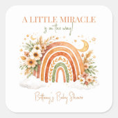 Boho Rainbow Modern Baby Shower  Quadratischer Aufkleber (Vorderseite)