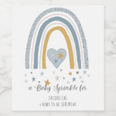 BOHO Rainbow Moderne Dusty Blue Boy Sprinkle Dusch Weinetikett (Einzelnes Label)