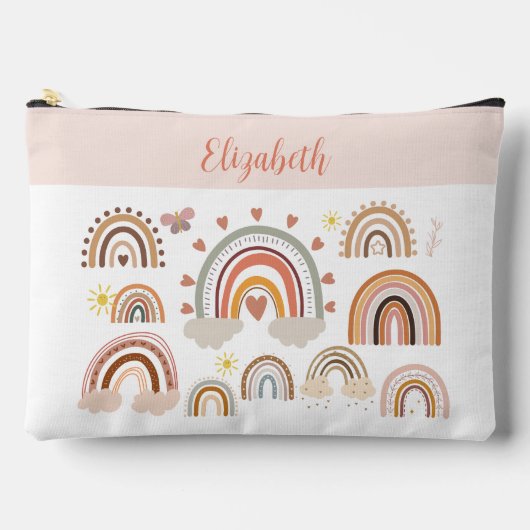 Boho Rainbow Monogram Zubehörtasche (Vorderseite)