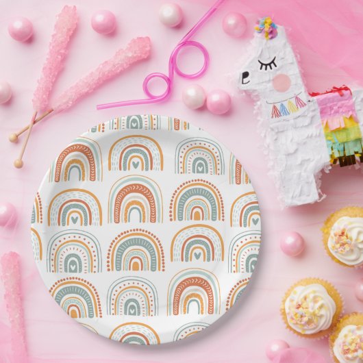 Boho Rainbow MR Onederful Birthday Party Pappteller (Party)