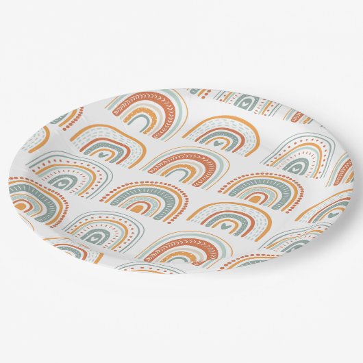 Boho Rainbow MR Onederful Birthday Party Pappteller (Schrägansicht)
