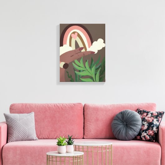 Boho Rainbow Natural Pflanzen Lovers Canvas Print Leinwanddruck (Insitu (Wohnzimmer))