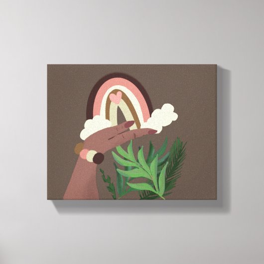 Boho Rainbow Natural Pflanzen Lovers Canvas Print Leinwanddruck (Vorderseite)