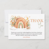 Boho Rainbow Neutral Baby Shower Books for Baby Dankeskarte (Vorderseite)