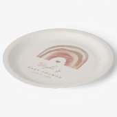 Boho Rainbow Neutral Baby Shower Pappteller (Schrägansicht)