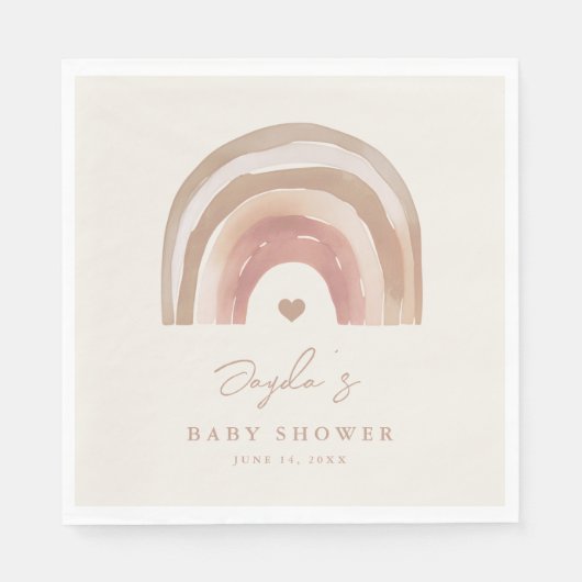 Boho Rainbow Neutral Baby Shower Serviette (Vorderseite)