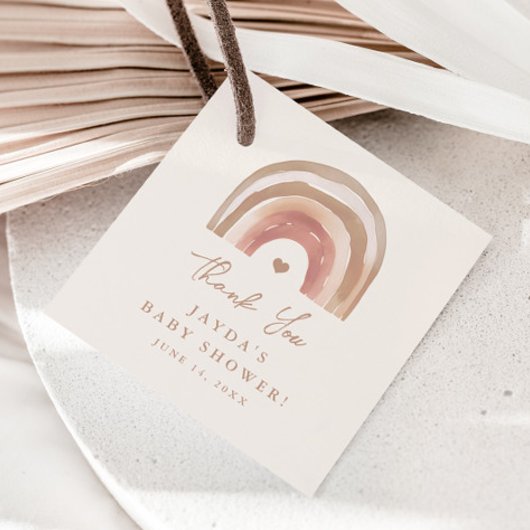 Boho Rainbow Neutral Baby Shower Vielen Dank Geschenkanhänger