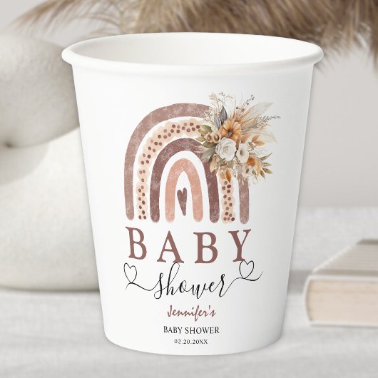 Boho Rainbow | Neutrales Baby-Duschpapier für Gesc Pappbecher