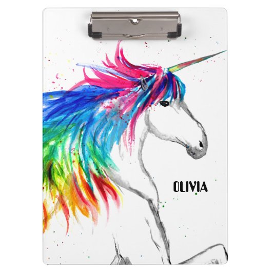 Boho Rainbow Niedlich Girls Unicorn Kinder Klemmbrett (Vorderseite)