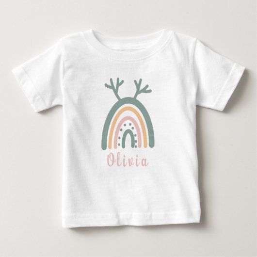 Boho Rainbow Niedlich mit Personalisiertem Namen Baby T-shirt (Vorderseite)