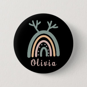 Boho Rainbow Niedlich mit Personalisiertem Namen Button