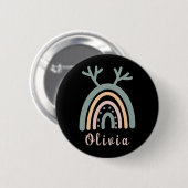Boho Rainbow Niedlich mit Personalisiertem Namen Button (Vorne & Hinten)