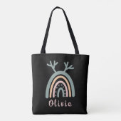Boho Rainbow Niedlich mit Personalisiertem Namen Tasche (Rückseite)