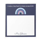 Boho Rainbow: niedliche Lehrer auf dem Navy Blue N Notizblock (Vorderseite)