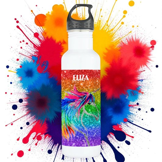 Boho Rainbow Niedlicher Glitzer Girls Unicorn Kind Edelstahlflasche