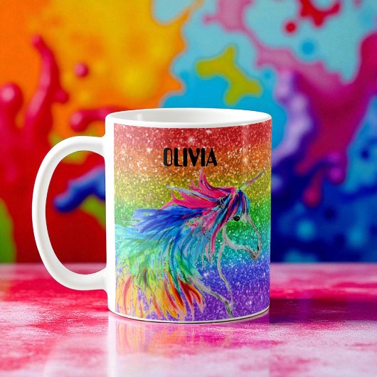 Boho Rainbow Niedlicher Glitzer Girls Unicorn Kind Kaffeetasse