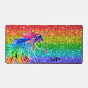 Boho Rainbow Niedlicher Glitzer Girls Unicorn Kind Schreibtischunterlage