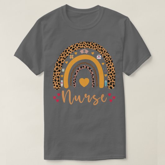 Boho Rainbow Nurse School Nurse Boho Leopard Rainb T-Shirt (Design vorne)