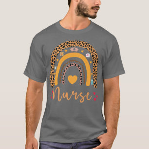 Boho Rainbow Nurse School Nurse Boho Leopard Rainb T-Shirt