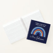 Boho Rainbow on Navy Blue Notebook niedlich Teache Notizblock (Innenseite)