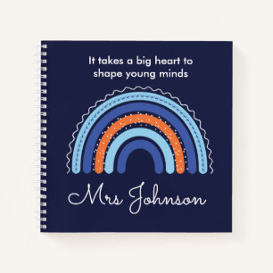 Boho Rainbow on Navy Blue Notebook niedlich Teache Notizblock