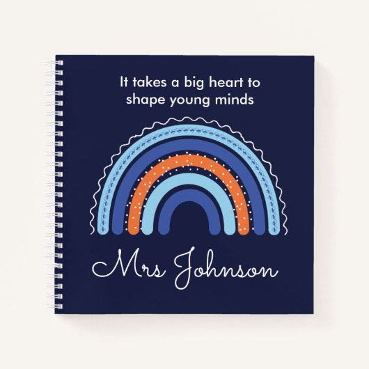 Boho Rainbow on Navy Blue Notebook niedlich Teache Notizblock (Vorderseite)