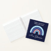Boho Rainbow on Navy Blue Notebook niedlich Teache Notizblock (Innenseite)