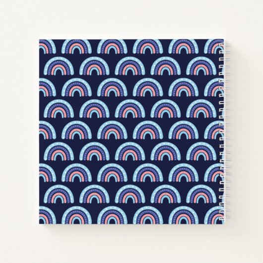 Boho Rainbow on Navy Blue Notebook niedlich Teache Notizblock (Rückseite)