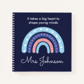 Boho Rainbow on Navy Blue Notebook niedlich Teache Notizblock (Vorderseite)