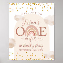 Boho Rainbow Onederful Birthday Welcome sign