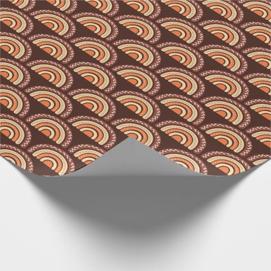 Boho Rainbow Orange und Brown Geschenkpapier (Ecke)