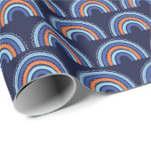 Boho Rainbow Orange und Navy Blue Geschenkpapier (Rolleneckpunkt)