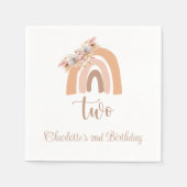 Boho Rainbow Pampas Grass Birthday Party Serviette (Vorderseite)