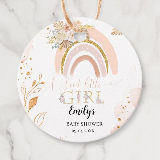 Boho Rainbow Pampas Grass Danke, Baby Shower Geschenkanhänger (Vorderseite)