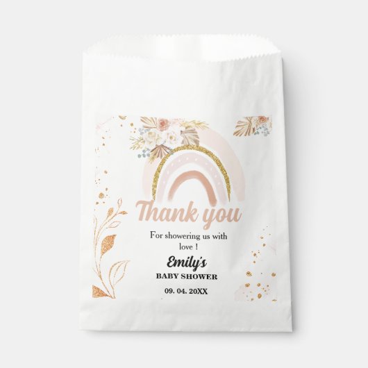 Boho Rainbow Pampas Grass Danke, Baby Shower Geschenktütchen (Vorderseite)