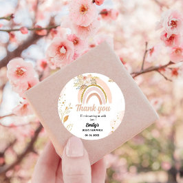 Boho Rainbow Pampas Grass Danke, Baby Shower Runder Aufkleber
