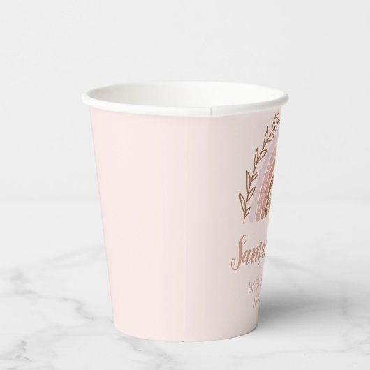 Boho Rainbow Paper Cups, Terracotta Dusty Pink Pappbecher (Rechts)