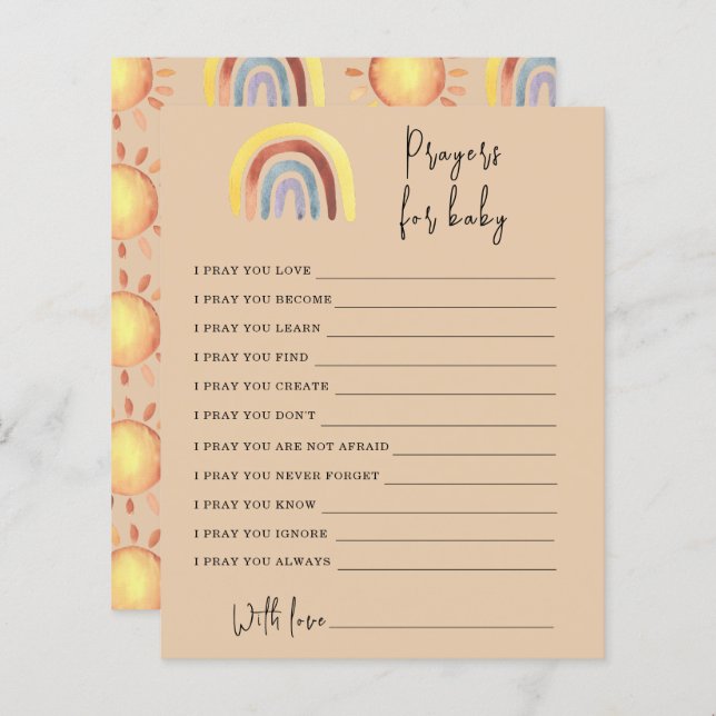 Boho Rainbow-Party | Gebete für Baby (Vorne/Hinten)