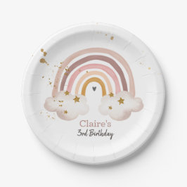 Boho Rainbow Party Neutrale Erdtöne Moderne Pappteller