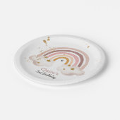 Boho Rainbow Party Neutrale Erdtöne Moderne Pappteller (Schrägansicht)