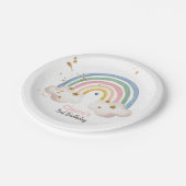 Boho Rainbow Party Rainbow Birthday Pastel Modern Pappteller (Schrägansicht)
