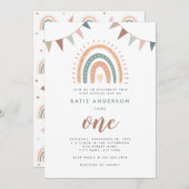 Boho Rainbow Pastel Fiesta Einladung (Vorne/Hinten)