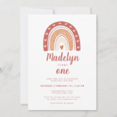 Boho Rainbow Pattern Erster Geburtstag Einladung (Vorderseite)