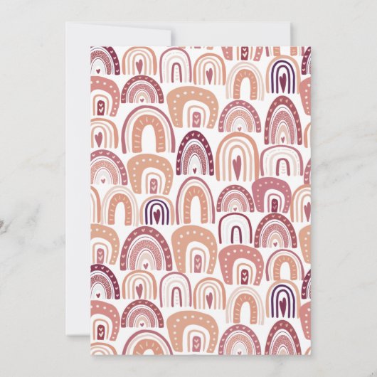 Boho Rainbow Pattern Erster Geburtstag Einladung (Rückseite)