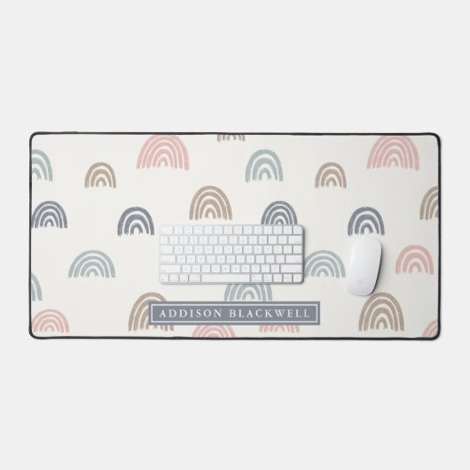 Boho Rainbow Pattern Teacher Name Desk Mat Schreibtischunterlage (Tastatur & Maus)