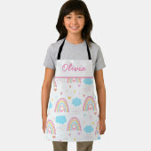 Boho rainbow pattern with clouds pastel Girls Schürze (Insitu)