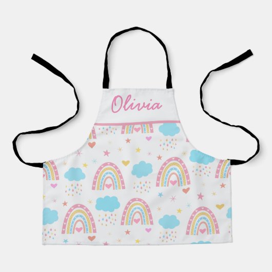 Boho rainbow pattern with clouds pastel Girls Schürze (Vorderseite)